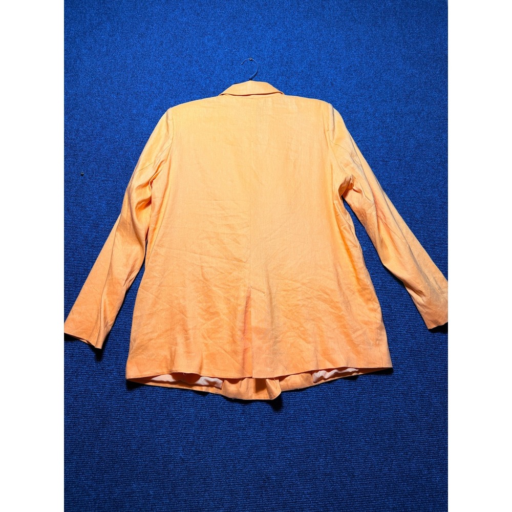 Forever 21 Blazer Jacket Women Large Orange Double Breasted Linen Blend - Picture 3 of 9